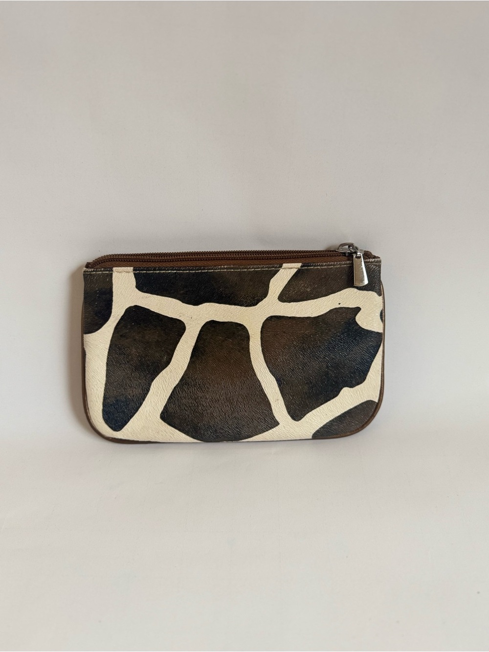 Giraffe Print Zip Pouch - Brown & Cream